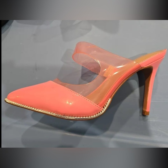 BCBGeneration Pink Heels Sleek Pointed-Toe Mules - Picture 2 of 6